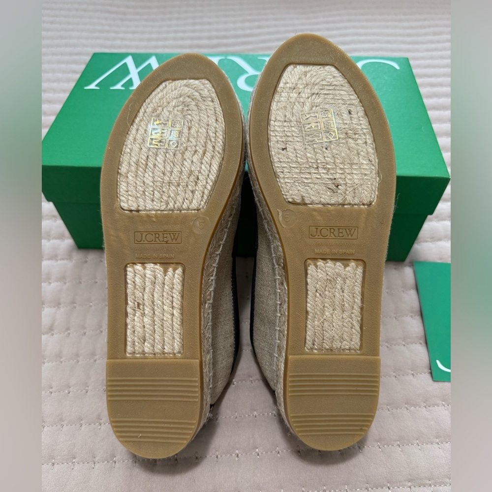J. Crew Made-in-Spain loafer espadrilles in linen blend and leather style# CA013 - Picture 9 of 12